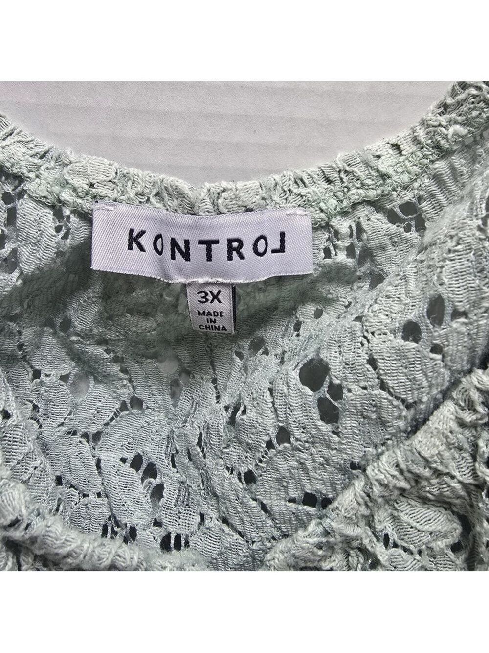 Women's Light Green Mint Kontrol Lace Top 3XL